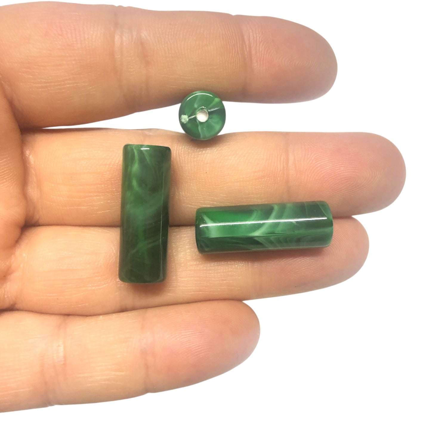 A Kalite Akrilik Silindir -8x25mm- Ebruli Yeşil