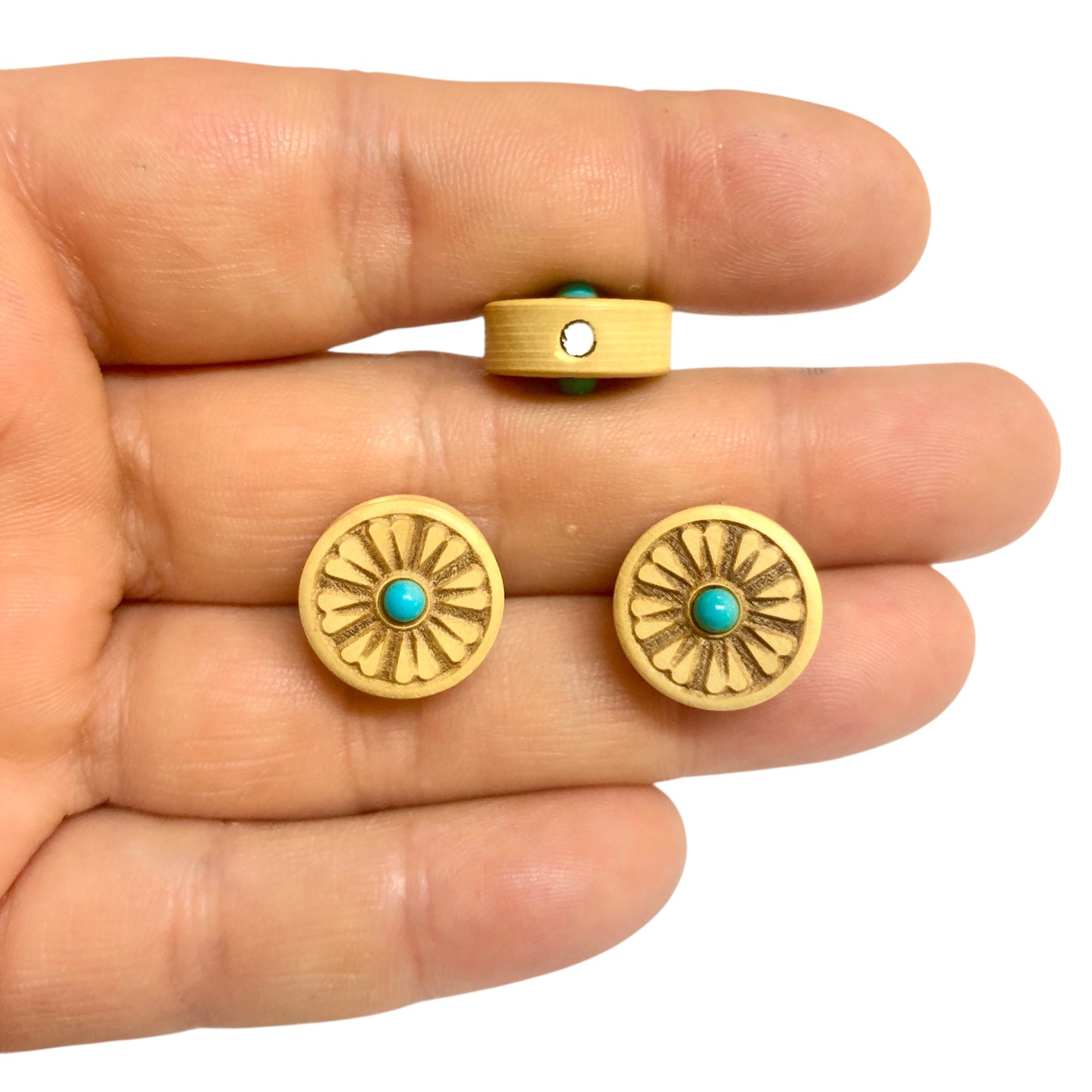 Sandal Ağacı Oyma Turkuaz Taşlı Aparat-6