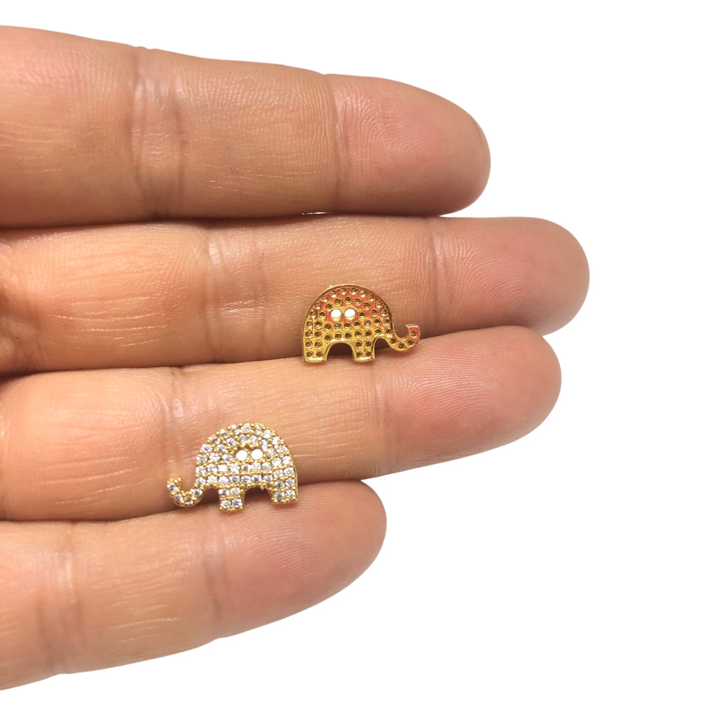 Altın Kaplama Zirkon Taşlı Düğme Bileklik Aparatı- Fil