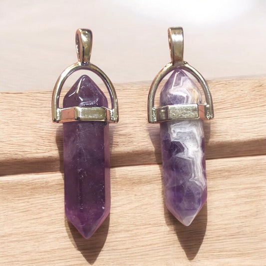 Doğal Taş Füze Kolye Ucu - Ametist