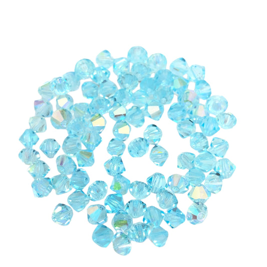 Swarovski 4mm Piramit (Bicone ) Şeffaf Parlak Açık Mavi ( Light Azure) - 015