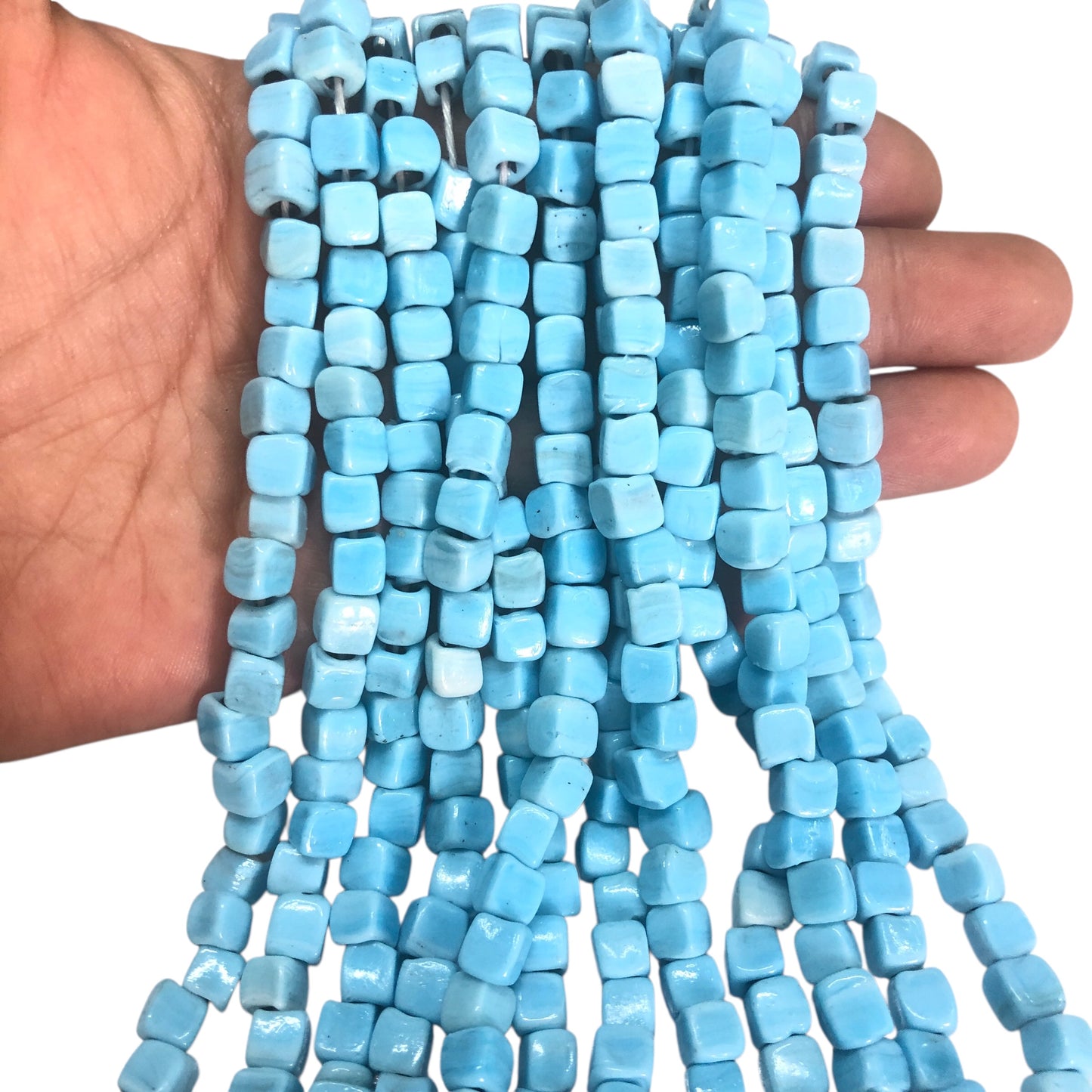 5mm Küp Cam Ocak Boncuğu - Mavi