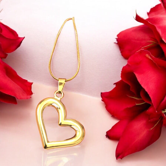 Sarı Çelik Boş Kalp Kolye Ucu