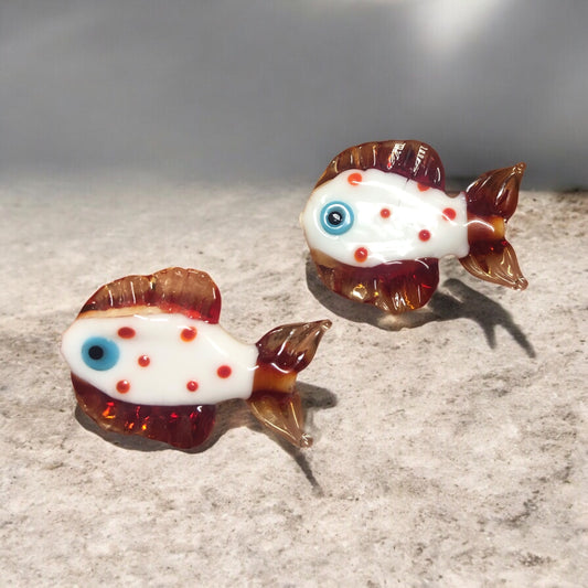 Murano Cam Benekli Balık - Kırmızı