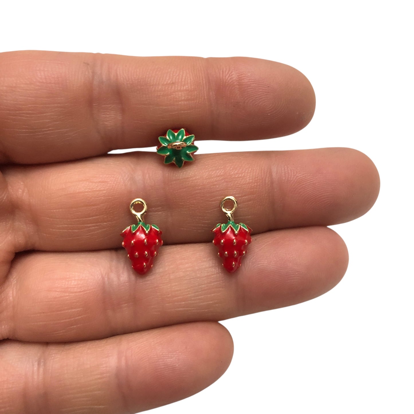 Gold Plated Enamel Strawberry Shaking Attachment - Neon Green