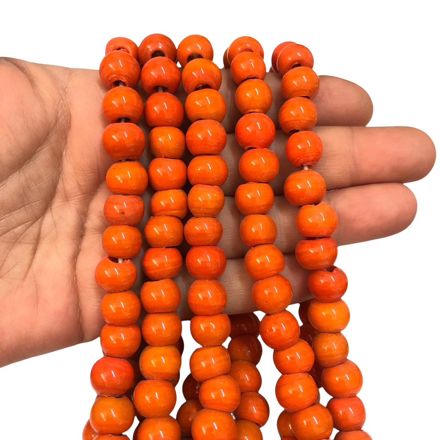 Round Glass Hearth Bead - Orange