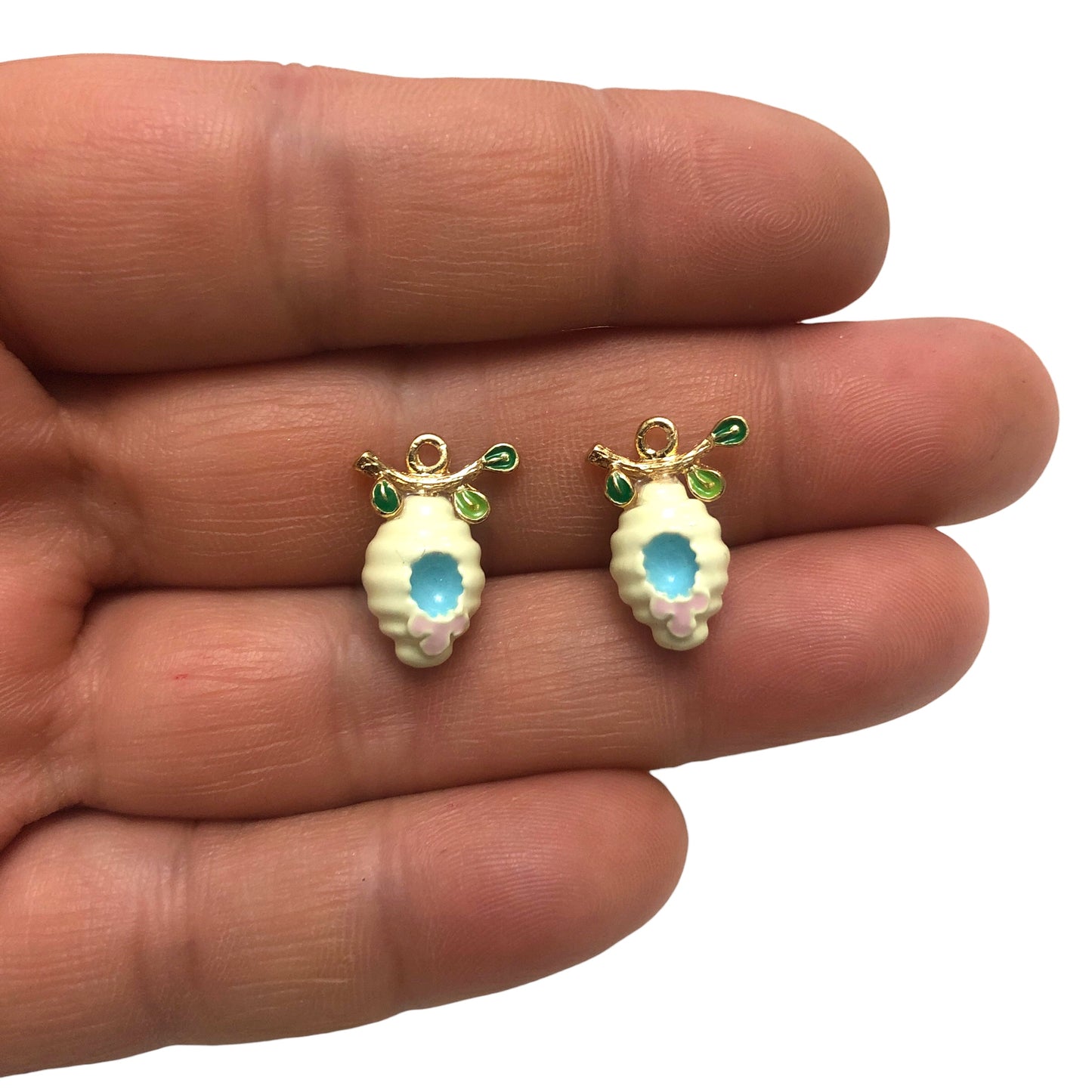 Gold Plated Enamel Strawberry Shaking Attachment - Neon Green