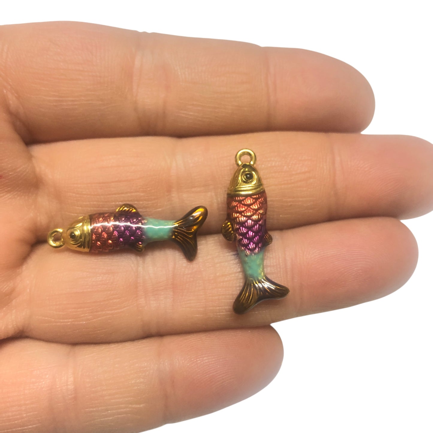 Sarı Çelik Mineli Balık Kolye Ucu -1