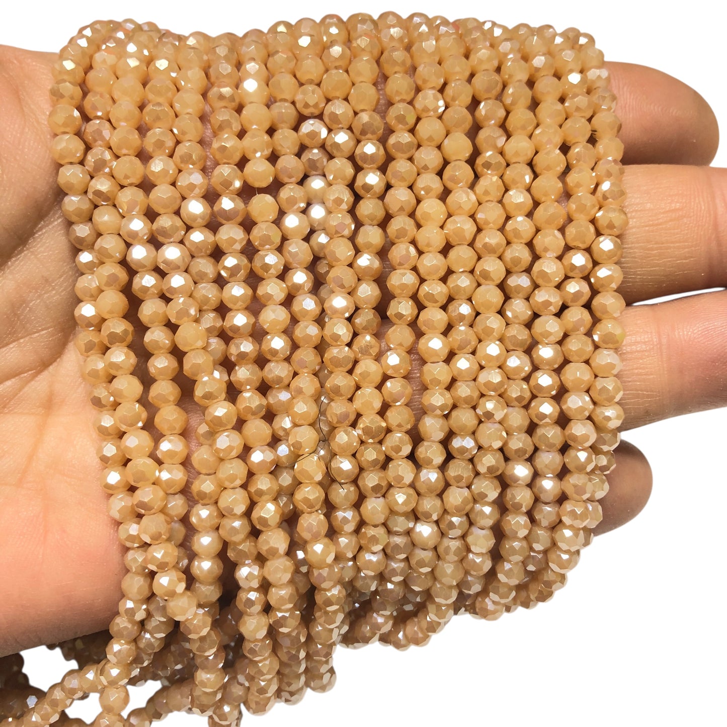 Kristal Boncuk, Çin Kristali-4mm - 94- Opak Janjanlı Koyu Krem