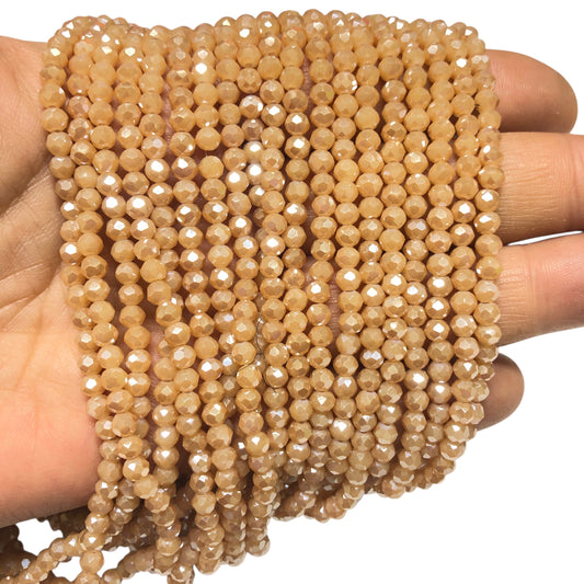 Kristal Boncuk, Çin Kristali-4mm - 94- Opak Janjanlı Koyu Krem