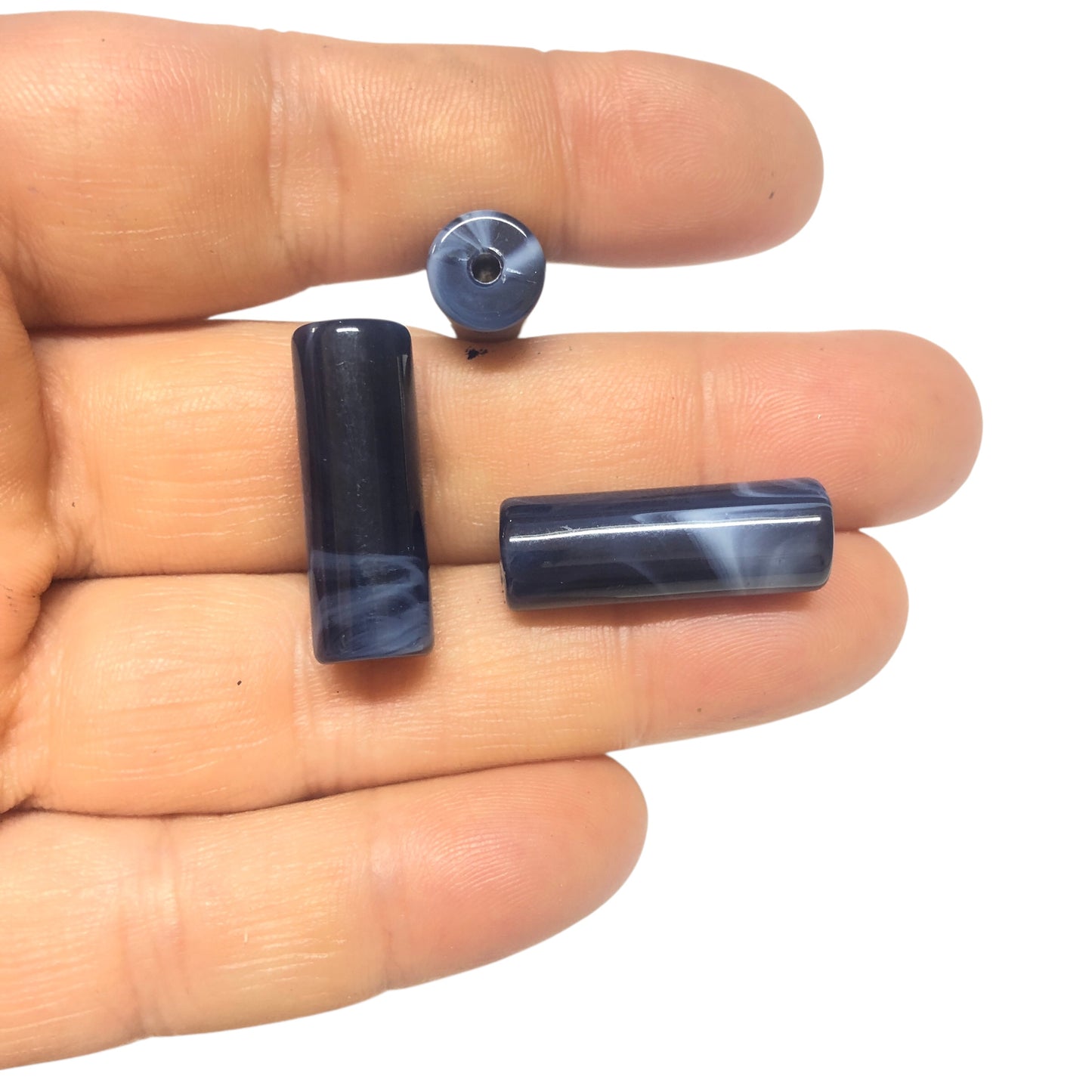 A Kalite Akrilik Silindir -8x25mm- Ebruli Lacivert