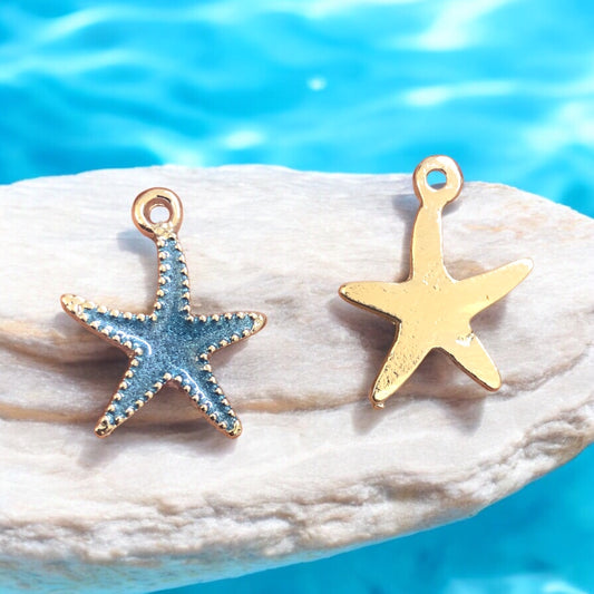 Rodyum Kaplama Mineli Deniz Yıldızı Mavi