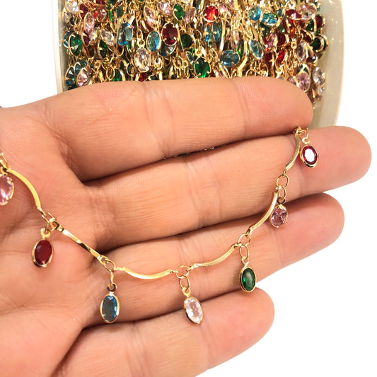 Altın Kaplama Sallantı Oval Zincir - Mix