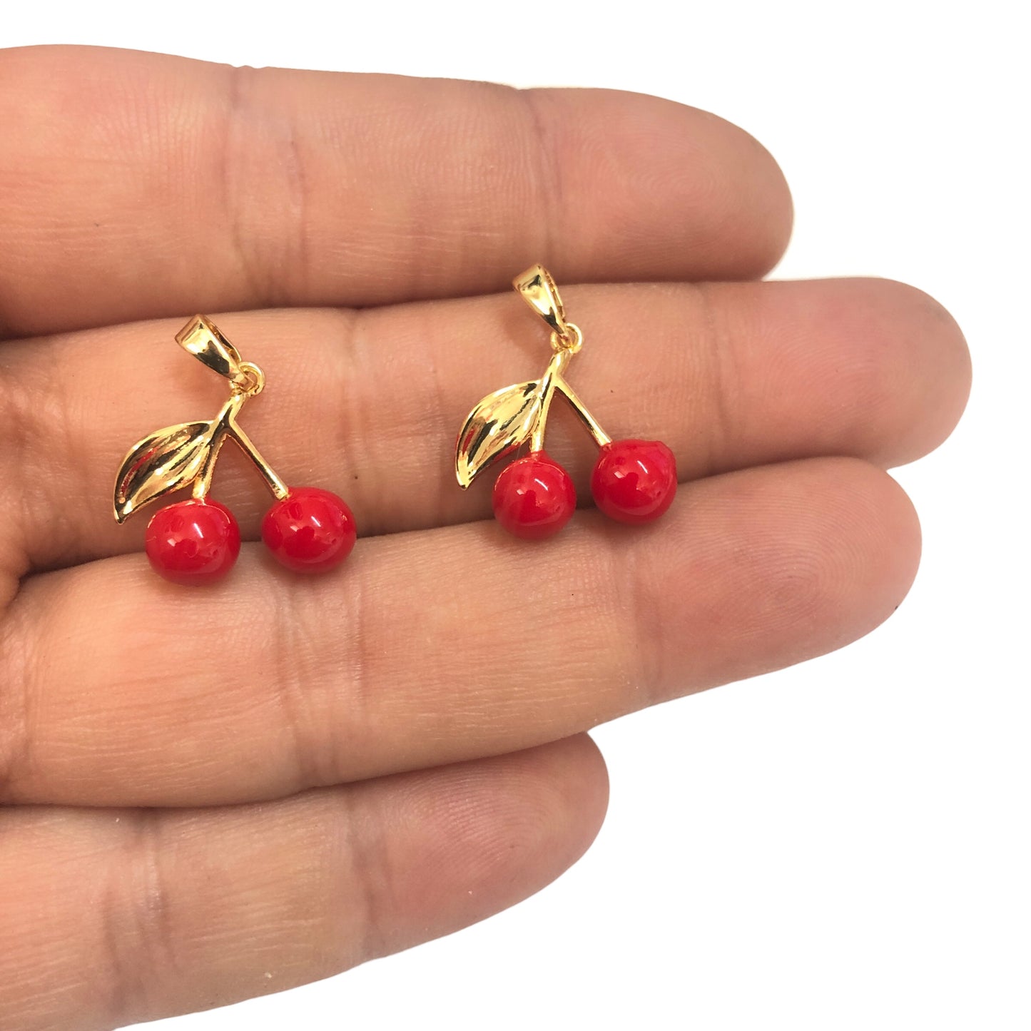 Altın Kaplama Mineli Kiraz Kolye Ucu