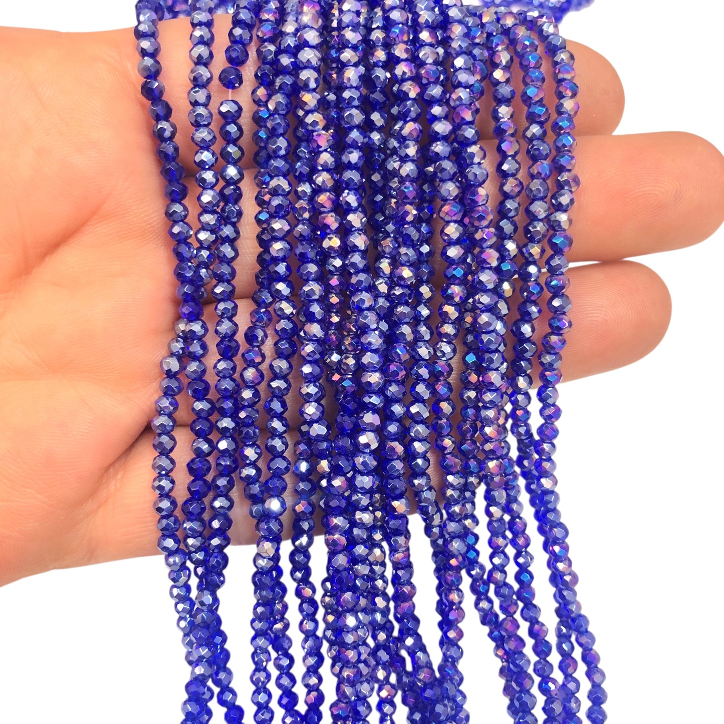 Kristal Boncuk, Çin Kristali-2mm- 31 - Şeffaf Janjan Saks Mavi