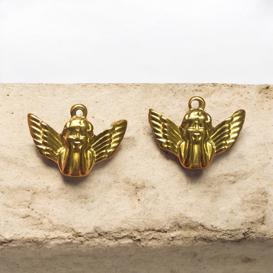 Sarı Çelik Melek Büst Kolye Ucu