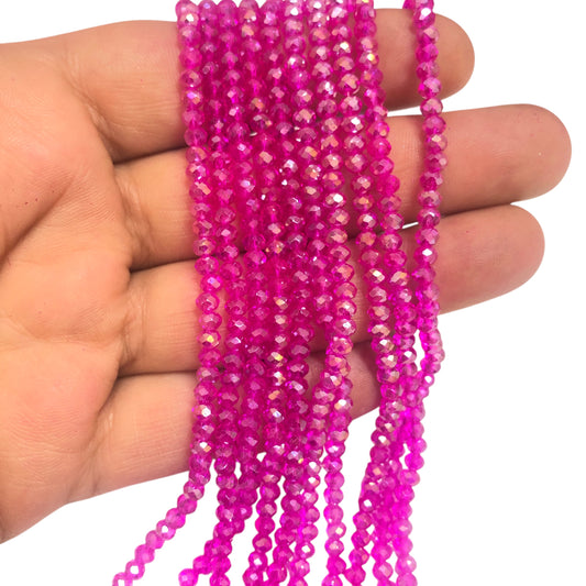 Kristal Boncuk, Çin Kristali-3mm-59-Şeffaf Janjanlı Fuşya