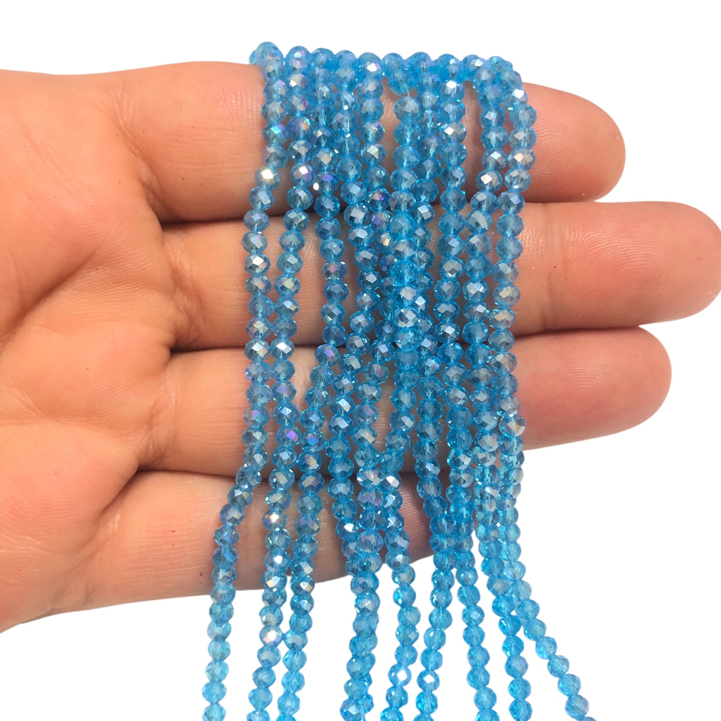 Kristal Boncuk, Çin Kristali-3mm-61- Şeffaf Janjanlı Mavi