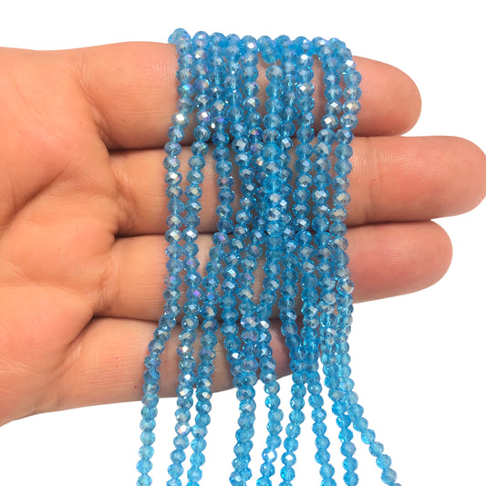 Kristal Boncuk, Çin Kristali-3mm-61- Şeffaf Janjanlı Mavi