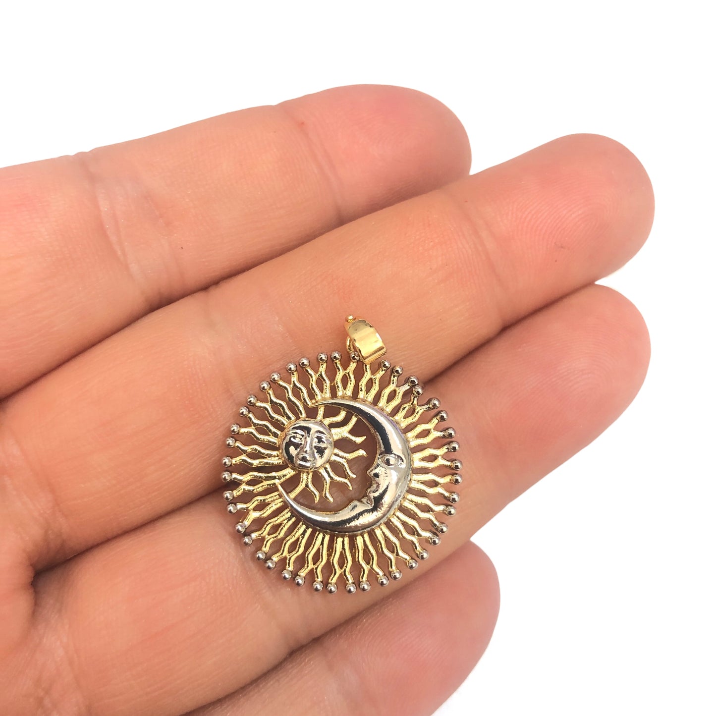 Altın &Rodyum Kaplama Güneş &Ay Kolye Ucu