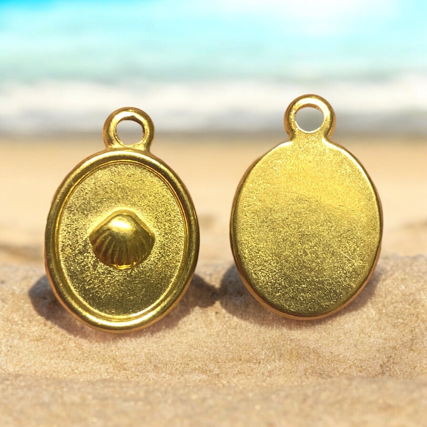 Sarı Çelik İstiridye Kolye Ucu