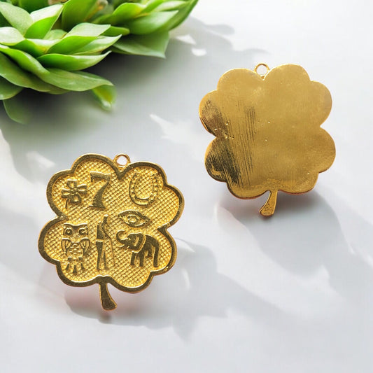 Altın Kaplama ''Şans & Bereket Yoncası ''Kolye ucu