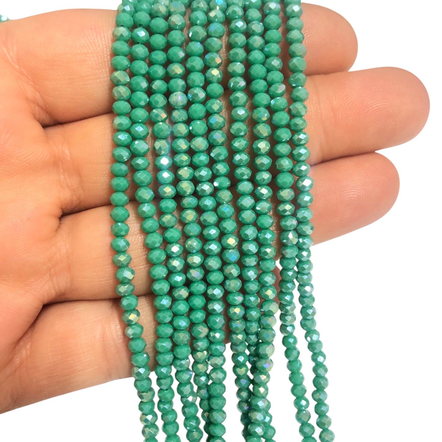Kristal Boncuk, Çin Kristali-3mm-14 - Janjan Turkuaz Yeşil