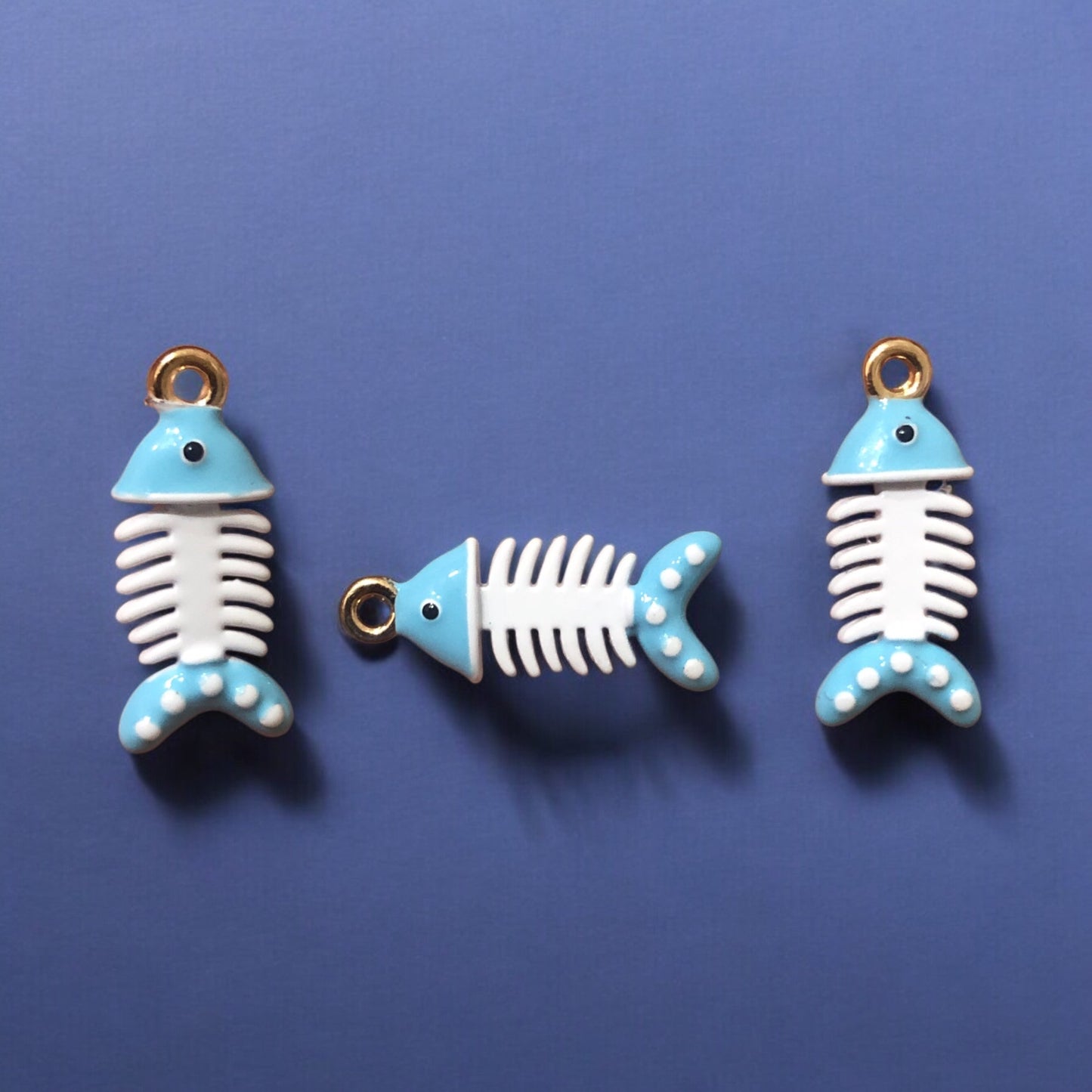 Altın Kaplama Benekli Balık Kılçığı- Açık Mavi