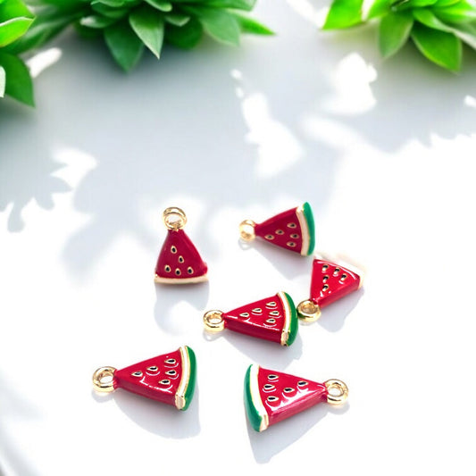 Gold Plated Enamel Strawberry Shaking Attachment - Neon Green