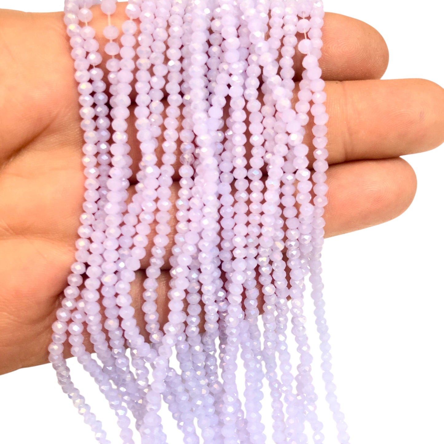 Kristal Boncuk, Çin Kristali-2mm- 6 - Buzlu Janjanlı Lila