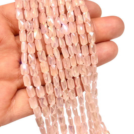 4 x7 mm Fasetli Baget Kristal Boncuk – Buzlu Janjanlı Pudra - 0023- (+- 80 Adet / + -52cm )