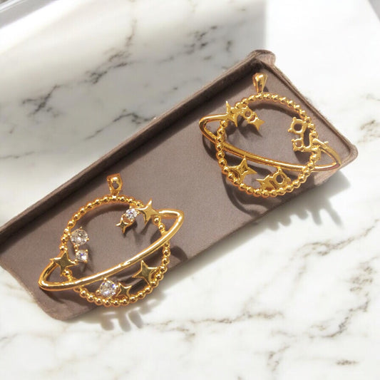 Altın Kaplama Zirkon Taşlı Gezegen 🌏 Kolye Ucu