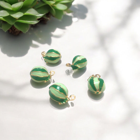 Gold Plated Enamel Strawberry Shaking Attachment - Neon Green