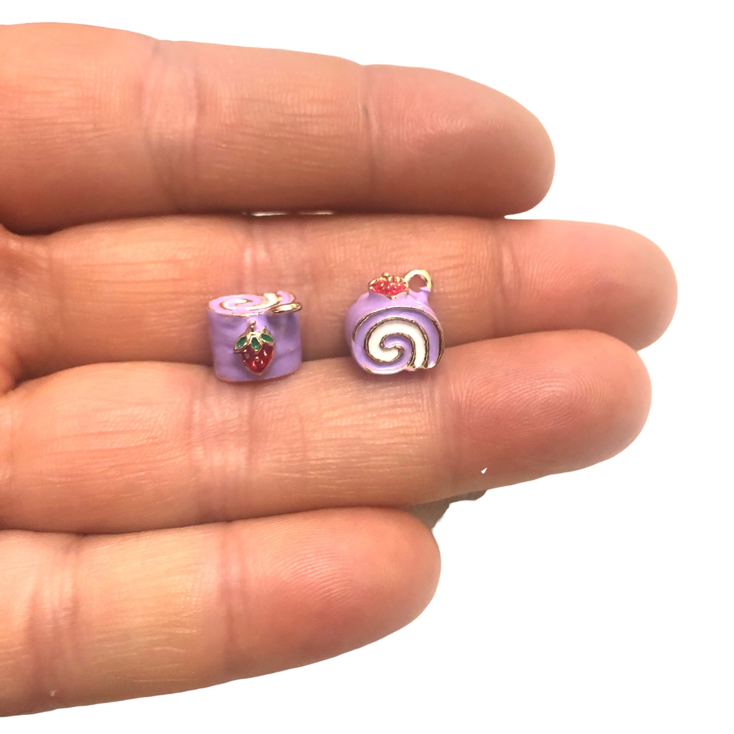 Gold Plated Enamel Strawberry Shaking Attachment - Neon Green