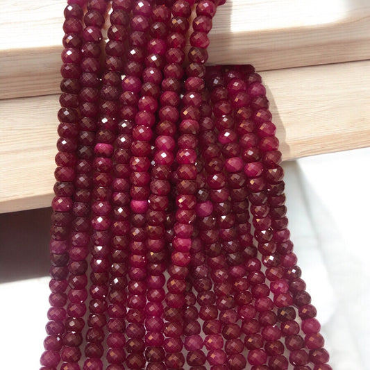 A kalite Myanmar Ruby (Yakut )- 4x6mm Rondel Faset Kesim