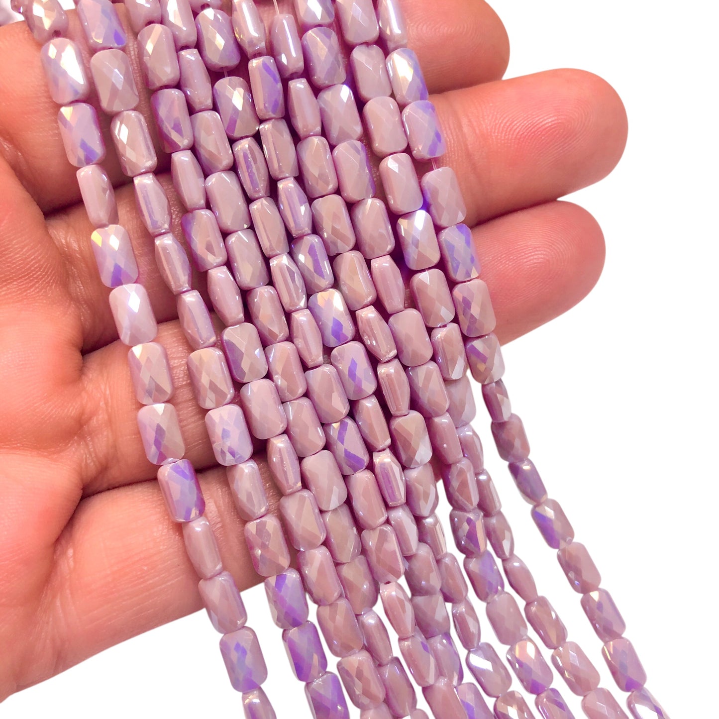 4 x7 mm Fasetli Baget Kristal Boncuk – Opak Janjanlı Lila- 0020- (+- 80 Adet / + -52cm )