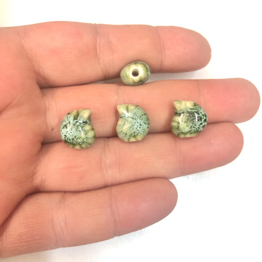 Seramik Salyangoz Küçük Boy - Benekli Su Yeşili