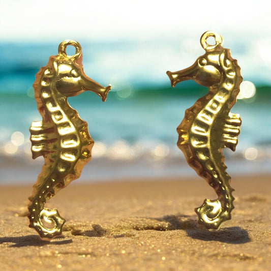 Sarı Çelik Deniz Atı Kolye Ucu