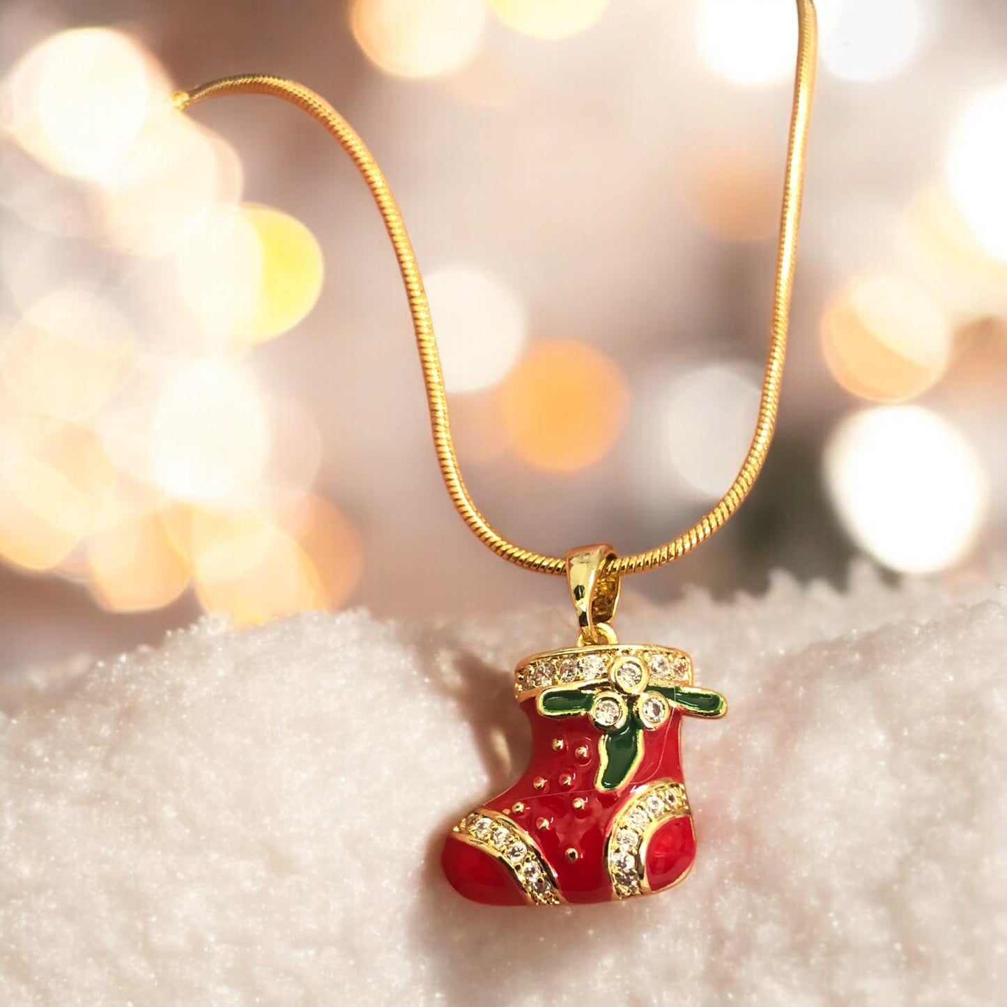 Altın Kaplama Mineli Zirkon Taşlı Mineli Yeni Yıl Aparat - Çorap