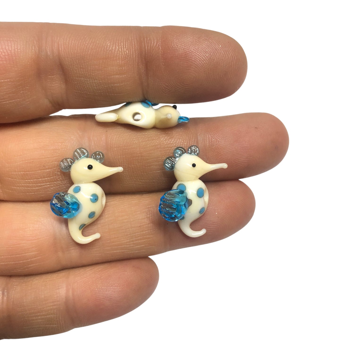 Murano Cam Benekli Deniz Atı Krem