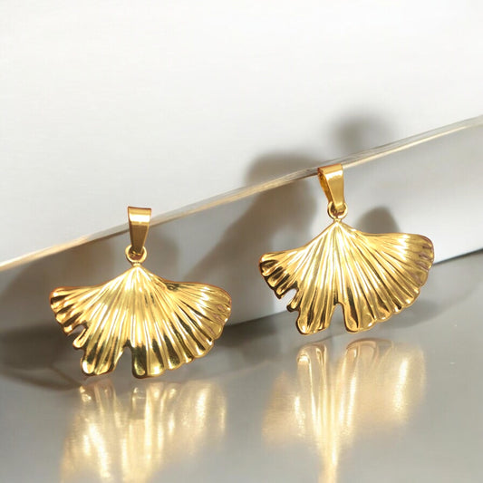 Sarı Çelik Ginco Yaprağı Kolye Ucu