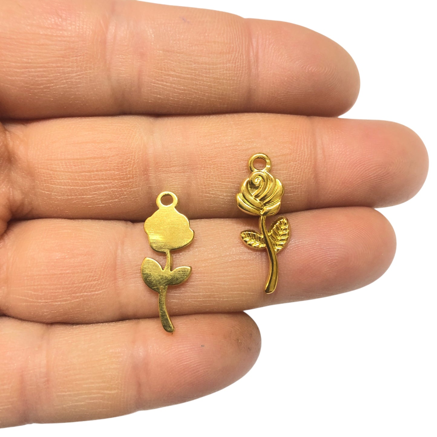 Sarı Çelik Gül Kolye Ucu