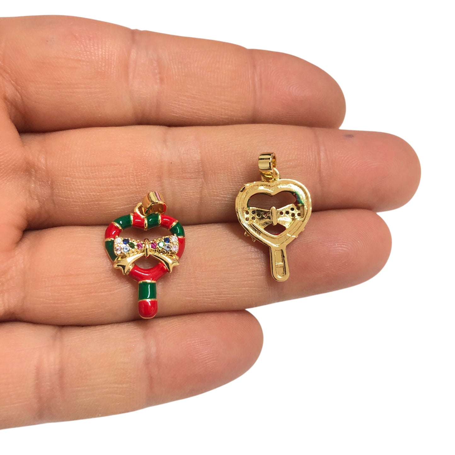 Altın Kaplama Zirkon Taşlı Mineli Yeni Yıl Aparat - Fiyonklu Anahtar