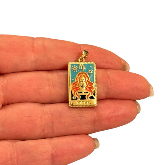 Sarı Çelik Zodyak Burç Kolye Ucu - BAŞAK ( VIRGO )