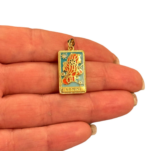 Sarı Çelik Zodyak Burç Kolye Ucu - İKİZLER ( GEMINI)
