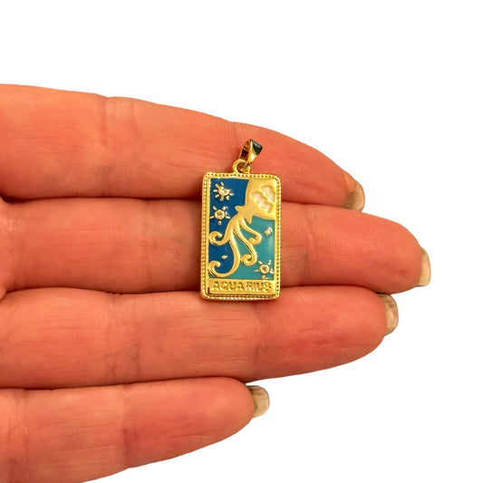 Sarı Çelik Zodyak Burç Kolye Ucu - KOVA ( AQUARIUS)