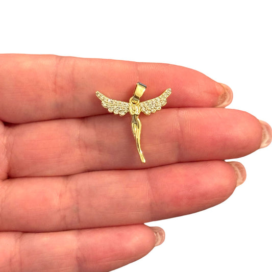 Gold Plated Enamel Strawberry Shaking Attachment - Neon Green