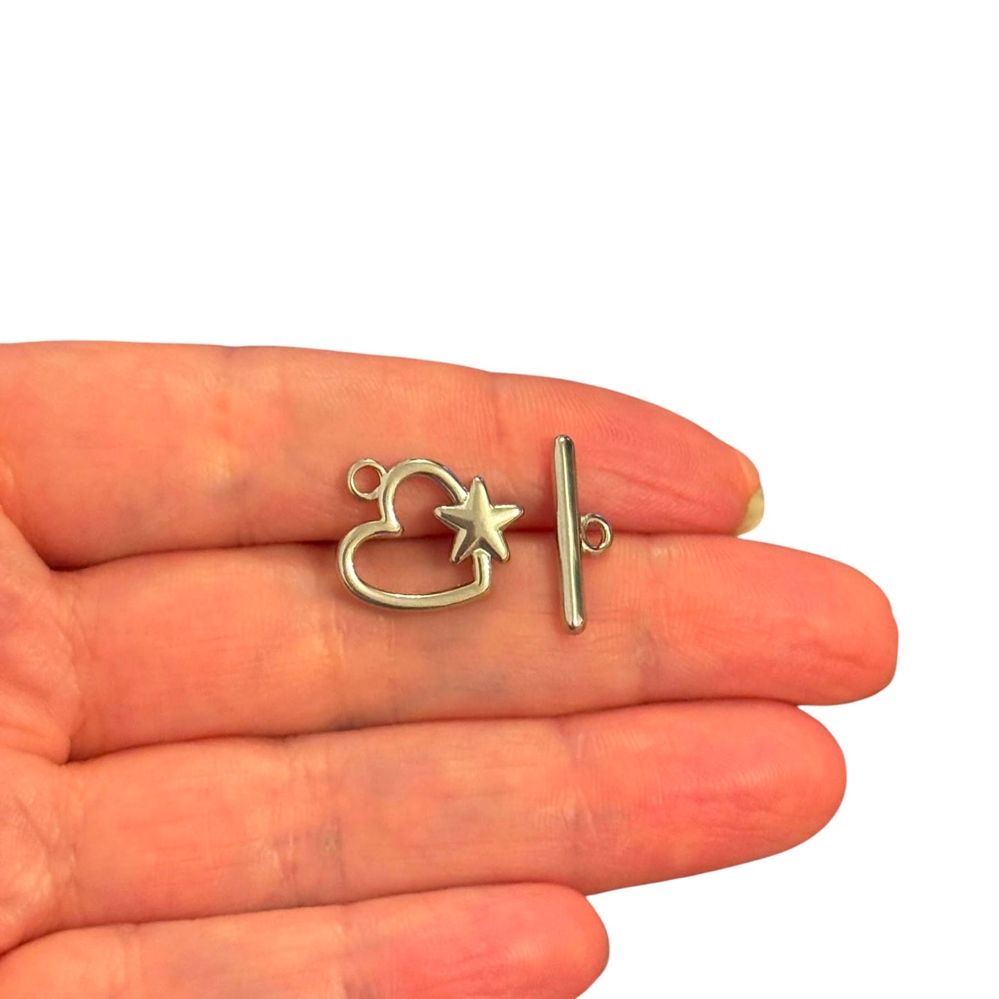 316L Paslanmaz Çelik, Yıldızlı Kalp T- Kilit , 16 x 14 mm