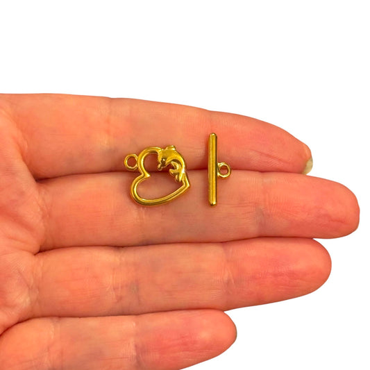 316L Paslanmaz Sarı Çelik,Yunuslu Kalp T- Kilit , 16 x 14 mm