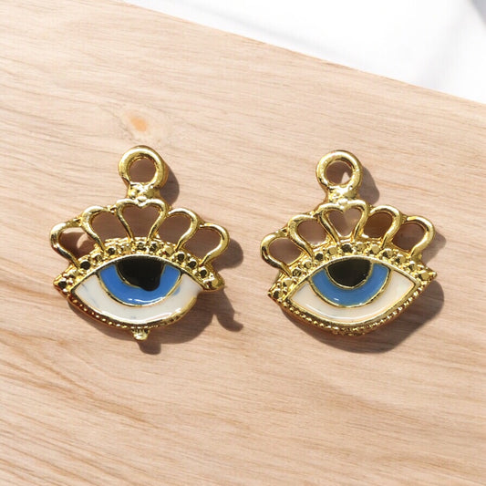 Altın Kaplama Mineli Nazar Göz Sallantı 18mm